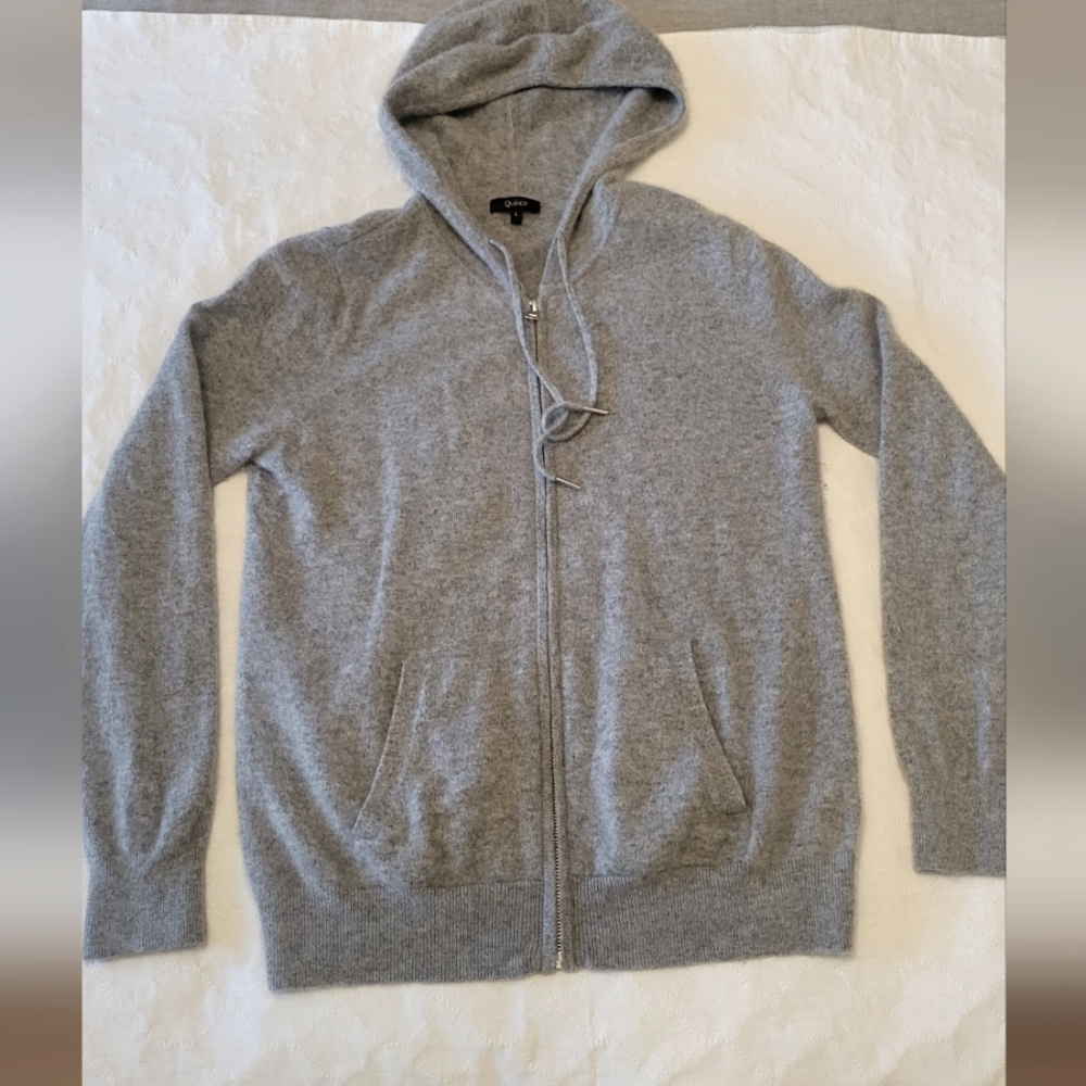 Quince womens cashmere hoodie size large in grey